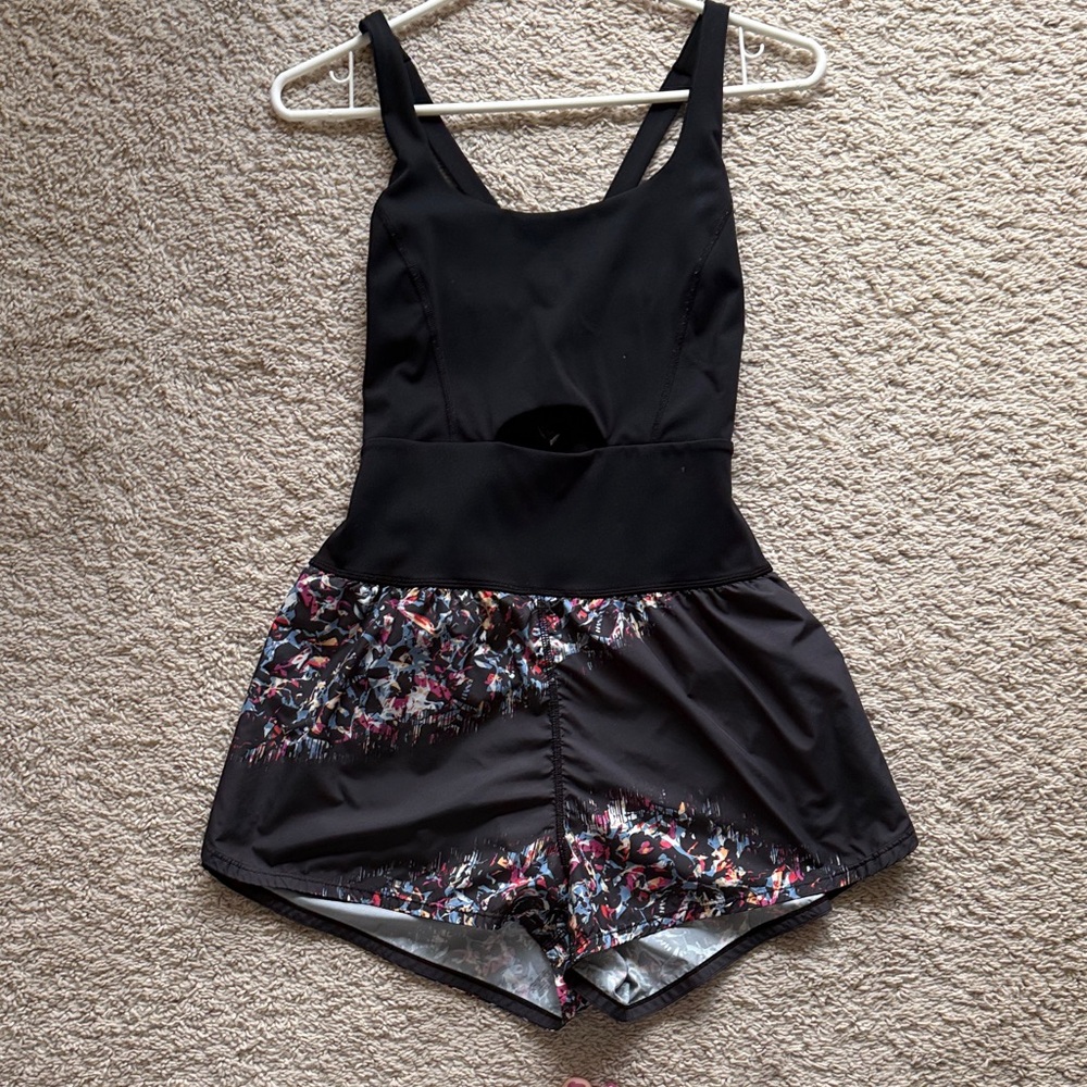 FP Movement Black and Multicolor Women's one piece athletic romper